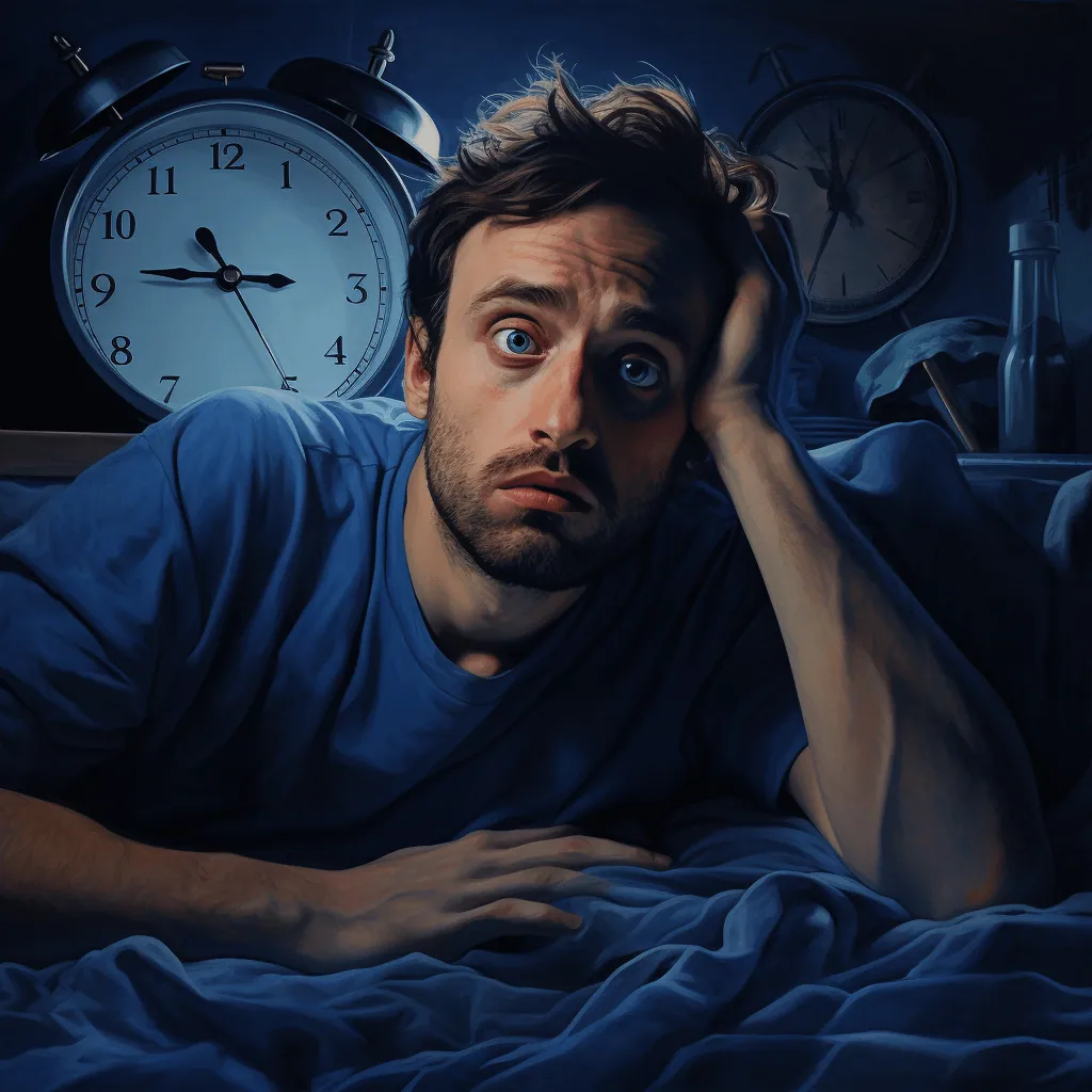 A restless night unfolds as insomnia keeps a man wide awake in the late hours