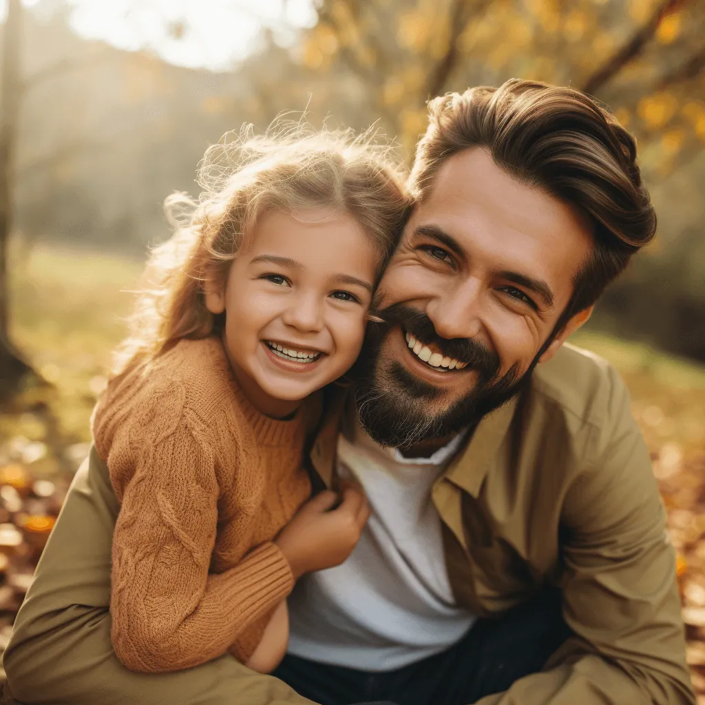 A father and his daughter share a moment of happiness, illustrating the journey to mindful parenting